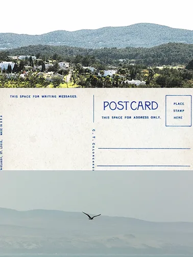 Image type carte postale avec deux paysages montagneux
