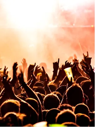 Photo d'une foule de gens à un concert